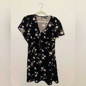 Misguided black floral mini dress